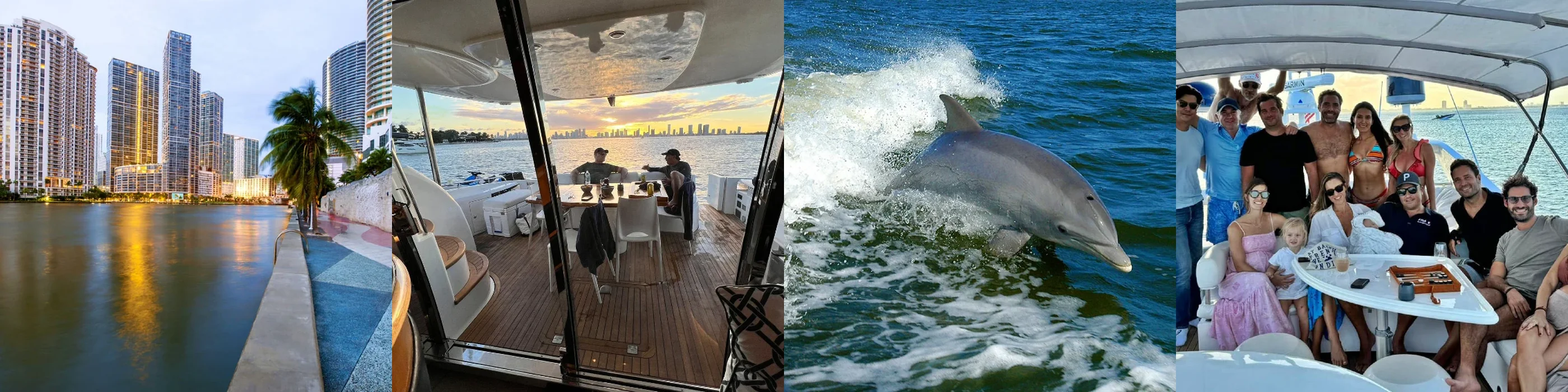 Frise de photos de la visite de Miami en bateau